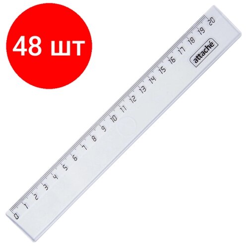 Комплект 48 штук, Линейка 20см Attache пластик прозрачный цвет от компании М.Видео - фото 1