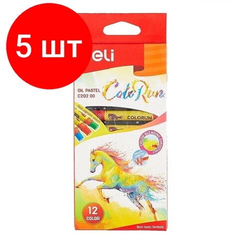 Комплект 5 наб, Пастель масляная Deli ColoRun 12цв, EC20200 от компании М.Видео - фото 1