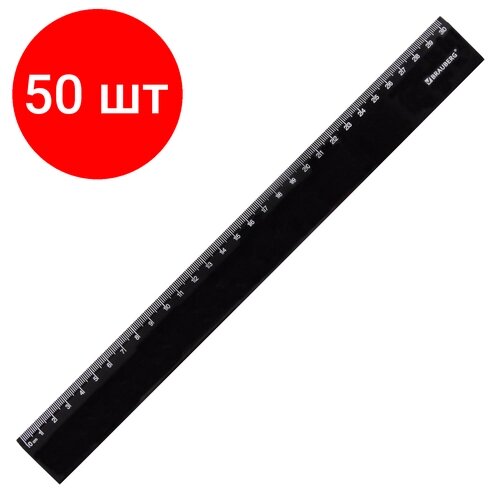 Комплект 50 шт, Линейка пластиковая 30 см BRAUBERG, непрозрачная, черная, 210776 от компании М.Видео - фото 1
