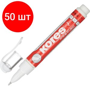 Комплект 50 штук, Корректирующий карандаш 10г (8мл) KORES Preсiso, шариковый наконечник