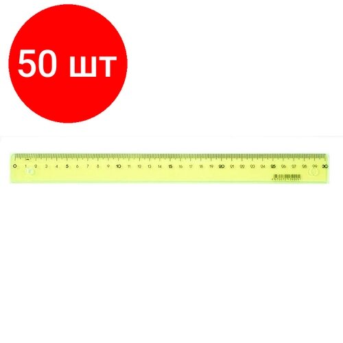 Комплект 50 штук, Линейка 30см Attache Bright Colours желтая от компании М.Видео - фото 1
