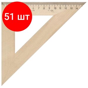 Комплект 51 шт, Треугольник деревянный, угол 45, 16 см, УЧД, С16