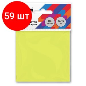 Комплект 59 штук, Стикеры Attache Economy с клеев. краем 76x76 мм 100 лист неоновый желтый