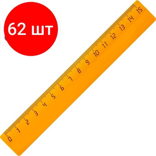 Комплект 62 штук, Линейка 15см Attache Economy пластик цвет прозр ассорти (крас, син, зел, оран) от компании М.Видео - фото 1