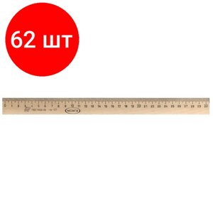Комплект 62 штук, Линейка деревянная 30см, ЛП-300, С-07