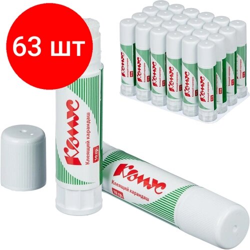 Комплект 63 штук, Клей-карандаш 10г комус от компании М.Видео - фото 1