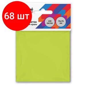 Комплект 68 штук, Стикеры Attache Economy с клеев. краем 76x76 мм 100 лист неоновый зеленый