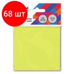 Комплект 68 штук, Стикеры Attache Economy с клеев. краем 76x76 мм 100 лист неоновый желтый