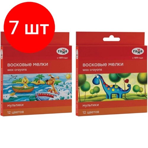 Комплект 7 наб, Мелки восковые Гамма Мультики круглые, 8x90 мм, 12 цветов,2131018_01_29 от компании М.Видео - фото 1