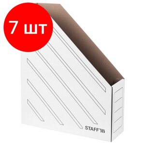 Комплект 7 шт, Лоток вертикальный для бумаг (260х320 мм), 75 мм, до 700 листов, микрогофрокартон, STAFF, белый, 128881