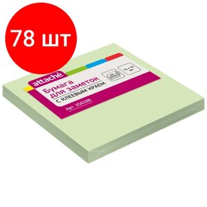 Комплект 78 штук, Стикеры ATTACHE с клеев. краем 76х76 салатовый 100л