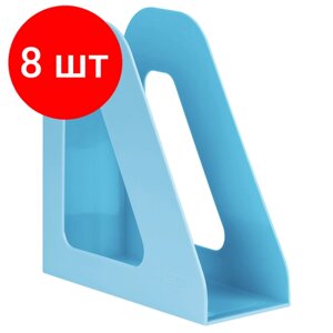 Комплект 8 шт, Лоток для бумаг вертикальный СТАММ "Фаворит", голубой, ширина 90мм