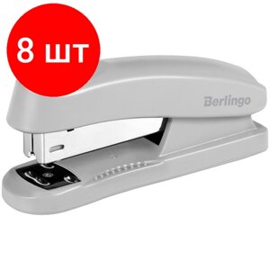 Комплект 8 шт, Степлер №24/6, 26/6 Berlingo "Universal" до 30л, пластиковый корпус, серый