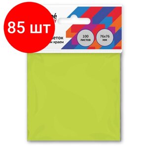 Комплект 85 штук, Стикеры Attache Economy с клеев. краем 76x76 мм 100 лист неоновый зеленый