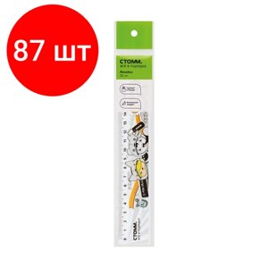 Комплект 87 шт, Линейка 20см СТАММ "Аниме", пластиковая, широкая, европодвес