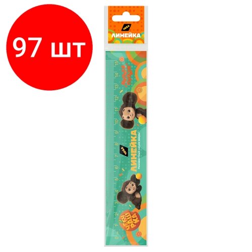 Комплект 97 шт, Линейка 15см Мульти-Пульти "Чебурашка", с принтом, европодвес от компании М.Видео - фото 1