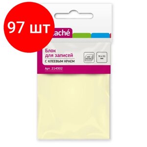 Комплект 97 штук, Стикеры ATTACHE с клеев. краем 76х51 желтый 100л