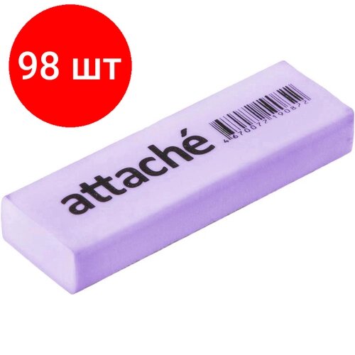 Комплект 98 штук, Ластик Attaсhe 60х19х10мм синтетический каучук фиолетовый от компании М.Видео - фото 1
