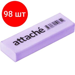 Комплект 98 штук, Ластик Attaсhe 60х19х10мм синтетический каучук фиолетовый