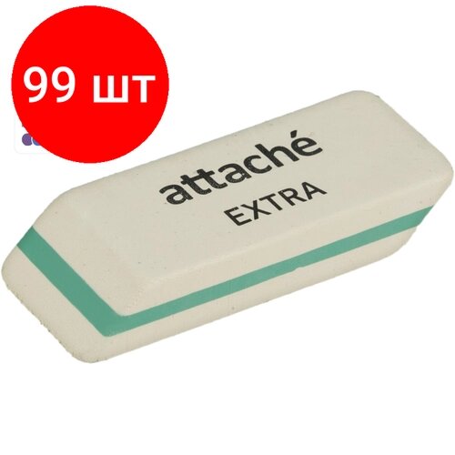 Комплект 99 штук, Ластик скошенный Attache Extra, нат. каучук, 50x19x8мм, ассорти от компании М.Видео - фото 1