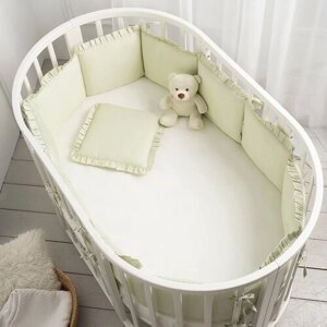 Комплект бортиков в детскую кроватку для новорожденного Perina Lovely Dream 4 предмета цвет фисташковый