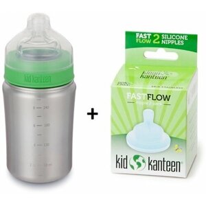 Комплект детская бутылка Klean Kanteen Baby Bottle Medium 9oz (266 мл) + соски быстрый поток