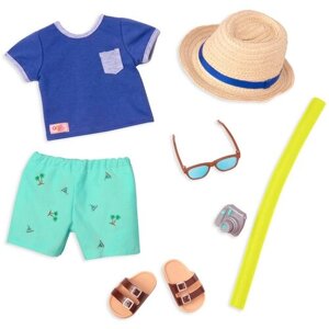 Комплект одежды для куклы мальчика Our generation "На пляже" со шляпой