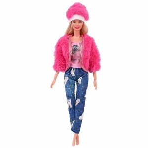 Комплект одежды для кукол 29 см /болеро, футболка, брюки, шапка