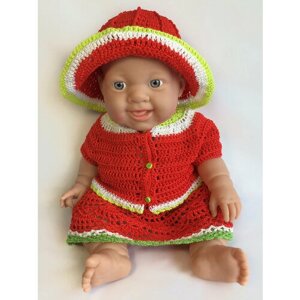 Комплект одежды для кукол «MiniFormy»Ажурный красный»3 изделия). Рост 30-35 см. Обхват животика 25-29 см. (Пупсы)