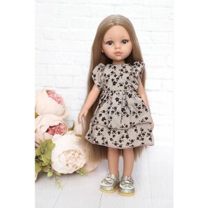 Комплект одежды и обуви для кукол Paola Reina 32-34 см (Платье+туфли), коричневый