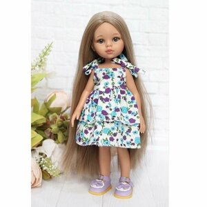 Комплект одежды и обуви для кукол Paola Reina 32-34 см (Платье завязки + туфли), белый, сиреневый, фиолетовый, бирюзовый, зеленый