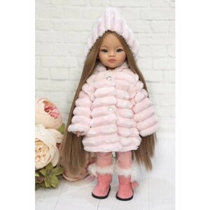 Комплект одежды и обуви для кукол Paola Reina 32, шуба полоска, костюм, сапожки) розовый, светло-розовый