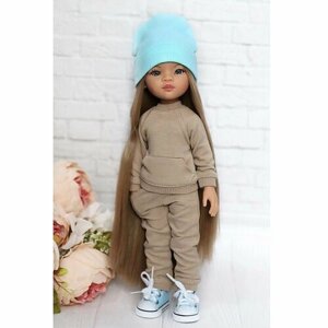 Комплект одежды и обуви для кукол Paola Reina 32 см (костюм, шапка, кеды), голубой, бежевый