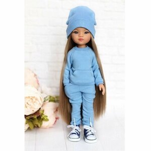 Комплект одежды и обуви для кукол Paola Reina 32 см (костюм, шапка, кеды), голубой, синий