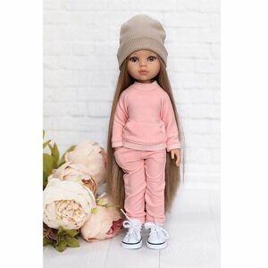 Комплект одежды и обуви для кукол Paola Reina 32 см (костюм, шапка, кеды), розовый, бежевый, белый