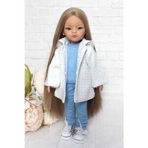 Комплект одежды и обуви для кукол Paola Reina 32 см (пальто, костюм и кеды), белый с голубым