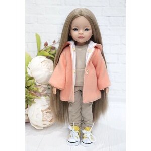 Комплект одежды и обуви для кукол Paola Reina 32 см (пальто, костюм и кеды), персиковый