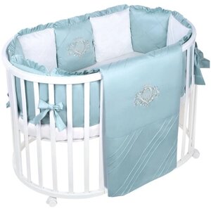 Комплект постельного белья в кроватку с бортиками для новорожденных, PATRINO, сатин люкс 100% хлопок