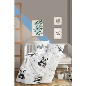 Комплект сатинового белья в кроватку Panda Beige v1 Karven (кремовый), Детский (в кроватку)