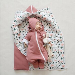 Комплект трикотажный, демисезонный, для новорожденного, на выписку, 56 размер, розовый, MAMINY ZAPISKY