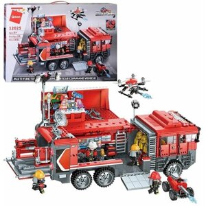 Конструктор 12025 Qman Многофункциональная аварийно-спасательная пожарная машина, 1431 деталь