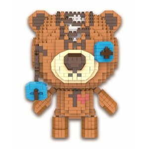 Конструктор 3D из миниблоков JM Любимые игрушки Потрепанный Мишка Тедди коричневый 1300 элементов - JM8840
