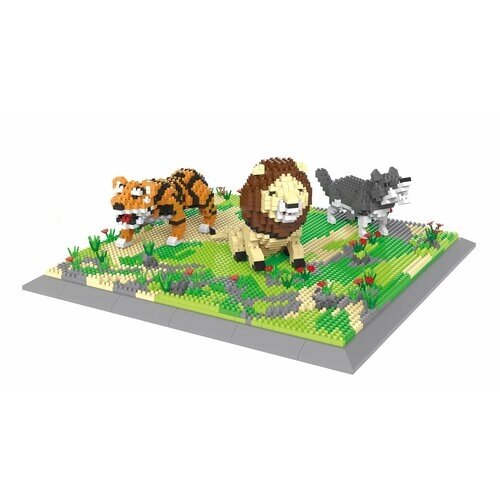 Конструктор 3D из миниблоков RTOY Любимые животные тигр, лев и волк 2010 элементов - JM6630 от компании М.Видео - фото 1