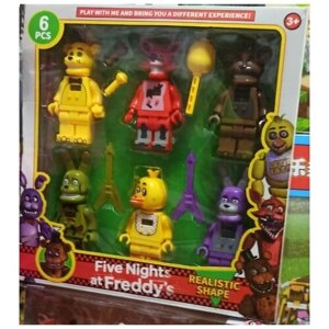 Конструктор 5 ночей с Фредди Five Nights at Freddys 6 штук по 10-12 СМ