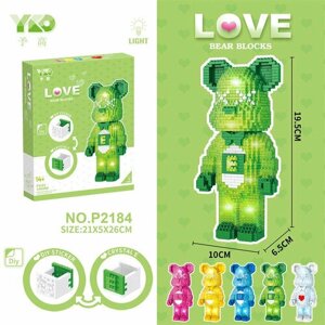 Конструктор Bear Blocks из блоков Мишка зеленый 1469 деталей / Медведь Кавс для детей и врослых