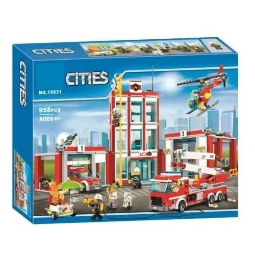 Конструктор / Cities / City (Сити) / Пожарная часть / 958 деталей от компании М.Видео - фото 1