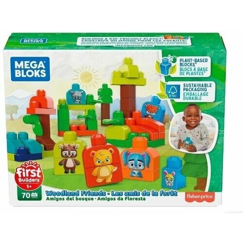 Конструктор для малышей Блоки Лесные друзья Fisher-Price Mattel Mega Bloks 70 шт от компании М.Видео - фото 1