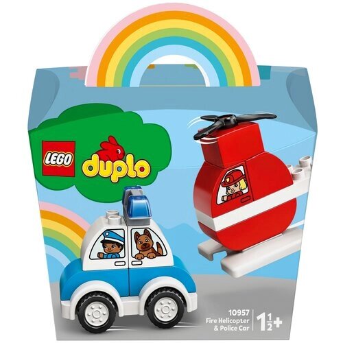Конструктор LEGO DUPLO Creative Play 10957 Мой первый пожарный вертолет и полицейский автомобиль, 14 дет. от компании М.Видео - фото 1