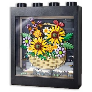 Конструктор LOZ mini Корзина с подсолнухами 1066 деталей NO. 1905 Basket with sunflowers Creative Series