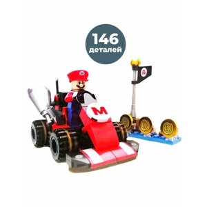 Конструктор Марио на машинке гонки Mario 146 деталей